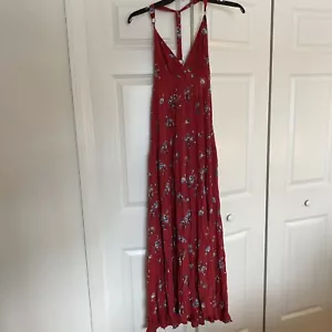New Anthropologie Raga Ravi Halter Maxi Dress In Floral Red Size S - Picture 1 of 5