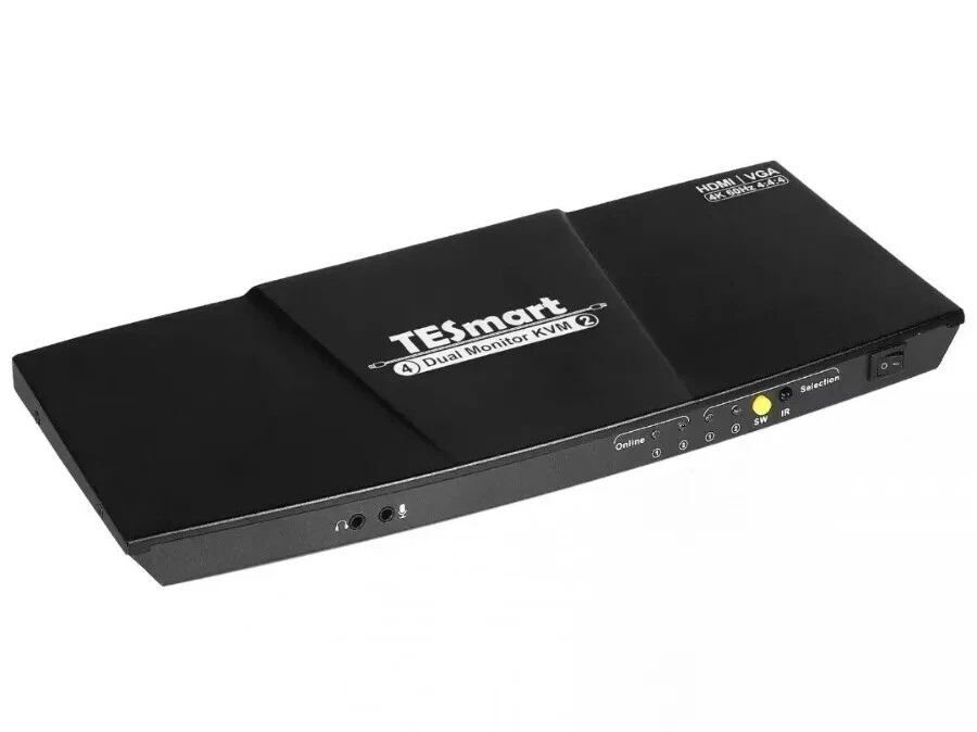 Tesmart KVM Switch HDMI + VGA Dual-Monitor 4:2  Ultra HD 4K  inkl. Fernbedienung - Bild 1 von 4