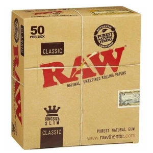 Raw Classic King Size Slim Rolling Paper Full Box 50 pack, 32 Per Pack Free Ship - Picture 1 of 12