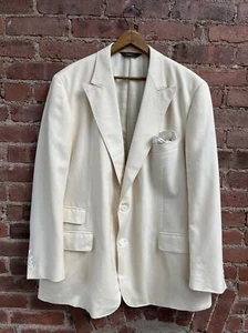 Paul Stuart Men’s Jacket, Sz 45 L, Ivory Herringbone Wool/Silk/Linen - Picture 1 of 12