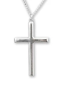 Polished Silver Finish Cross Medieval Renaissance Pewter Pendant Necklace NK-24 - Picture 1 of 3