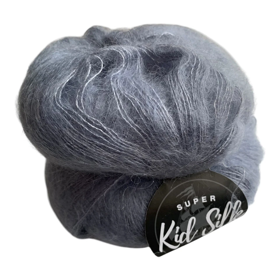 2 Skeins Mayflower Super Kid 76% Mohair 24% Silk #83 Blue Thin Yarn 25g /skein - Image 1 of 4