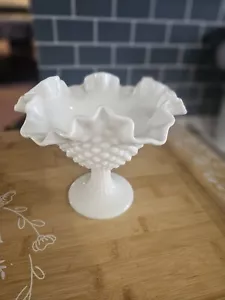 Fenton Hobnail weiß Milchglas Schüssel Bonboniere Schüssel Fußsockel Vintage - Bild 1 von 5