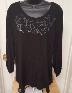 Faded Glory Damen Shirt Top Bluse Größe XL X Large 16/18 schwarz grau NEU - Bild 1 von 3
