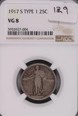 1917-S Type 1 Standing Liberty Silver Quarter NGC VG-8 #004 - Image 1 of 2