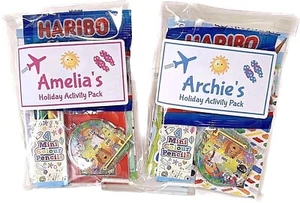 Personalised Childrens Kids Holiday Travel Activity Pack with sweets - Picture 1 of 5