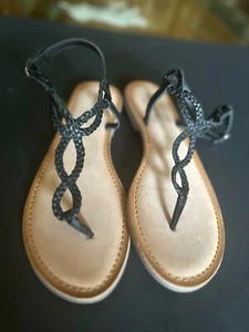 Ballerine Gioseppo in pelle con cinturino sottile intrecciato nero infradito misura 40/9,5 - Foto 1 di 8