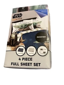 Star Wars The Mandalorian 4 Piece Full Sheet Set Baby Yoda Polyester Microfiber - Picture 1 of 4