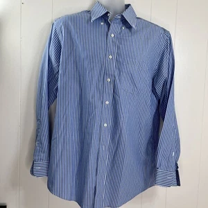 Brooks Brothers Long Sleeve Button Up Shirt Mens 16 - 4/5 Blue Stripe100% Cotton - Picture 1 of 11