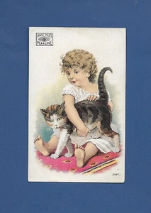 Carta da parati vintage James Pyle's Pearline composto per lavaggio bambino con gatto - Foto 1 di 2