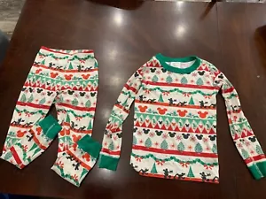 Hanna Andersson Disney Christmas Holiday Mickey Mouse Pajamas Set Size 6-7 - Picture 1 of 7