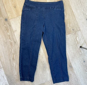Westbound - Women's 14 Jeans Cropped Dark Wash Pull On Wide Waist Band Boot Cut - Picture 1 of 10