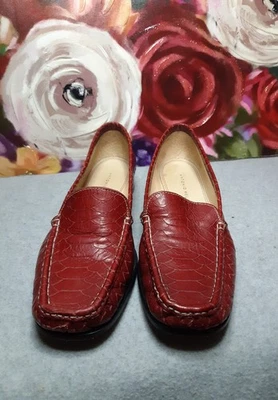 Mocasines sin cordones Antonio Melanai Comfort de cuero rojo talla 8M hechos en Brasil Foto 1 de 4