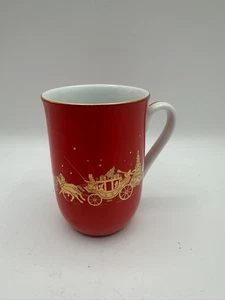 Gibson Tarjeta de Felicitación OTAGIRI Navidad Porcelana Tazas Rojo Oro Grabado Japón - Imagen 1 de 8