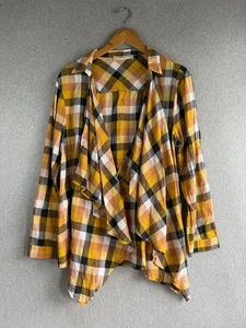 Andree By Unit Cardigan Womens Large Plaid Open Assymetrical Boho Academia - Picture 1 of 9