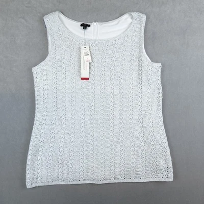 NWT Talbots Top Size X Hand Crochet Silver Boho Sleeveless - Image 1 of 4