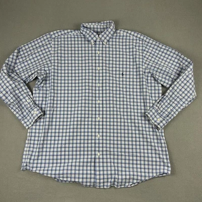 Polo Ralph Lauren Shirt Mens 2XLT Blue White Plaid Button Down Long Sleeve - Image 1 of 4