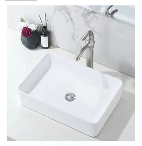 Lavandino con vaso bagno 20 pollici sopra bancone rettangolare bianco - Foto 1 di 10