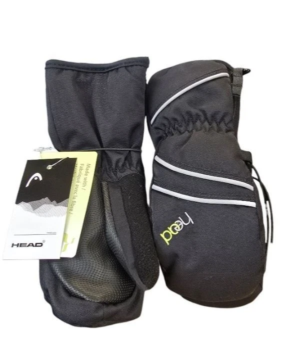 Head Dupont Sorona Winter Mittens Kids Size Small 4-6 Black Gray Side Zipper