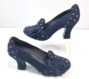Ruby Shoo UK 5 Azul Marino Manchado Flor Floral Gamuza Ocasión Especial Tacones PVP £62 - Imagen 1 de 7