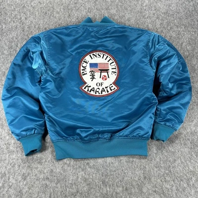 Vintage Game Sportswear Jacket Mens Small Satin Bomber Pace Karate Patch USA - Image 1 of 4