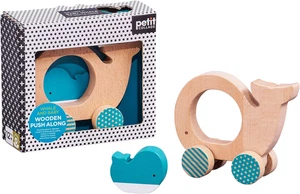 Whale and Baby Wooden Push Toy - Charming Rolling Toy for Kids - Picture 1 of 12