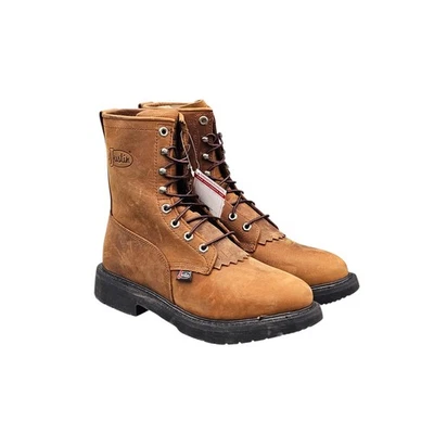 Justin Men's Size 10 EE US Extra Wide Conductor Tan Leather Work Boots 8” NWOB - Image 1 of 4