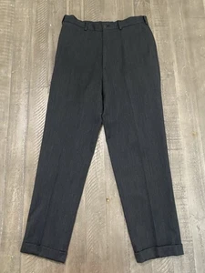 Pantalones de lana de franela J Crew para hombre 34 pantalones chinos negros con puños tirantes botones - Imagen 1 de 11