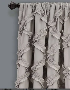Lush Décor Gray Curtain Panel with Ruffles 54x95 in Rod Pocket Single - Picture 1 of 5