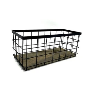 Kleines Badezimmer Organizer Tablett mit Holzfuß, Wohndeko Korb, Metalldraht 1 - Bild 1 von 8