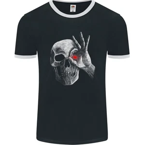Una Camiseta Ringer Para Hombre Con Calavera De Ojo Rojo FotL - Imagen 1 de 3