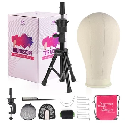 22 Inch Wig Head Mannequin Head with Wig Stand Tripod,Manikin Canvas Head Set... - Image 1 of 4