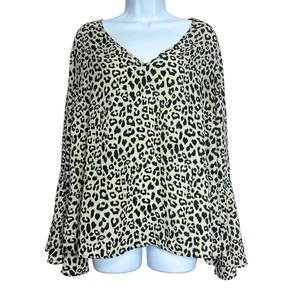 Krazy Kat Glockenärmel Top Damen Größe XL Leopardenmuster leise Luxus altes Geld - Bild 1 von 13