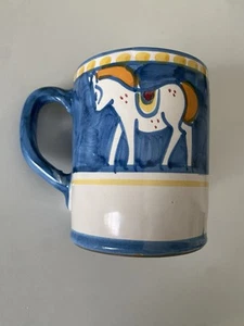 Solimene Vietri Italia Taza Azul Caballo - Imagen 1 de 5