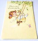 Vintage Greeting Card Hallmark Charmers Cute Old Fashioned Girl on Swing