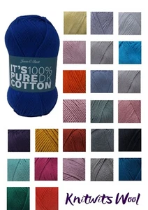 James C Brett It's 100% Pure Cotton DK Knitting Crochet Yarn, 100g - 41 Colours - Picture 1 of 50
