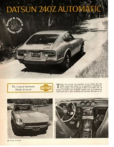 Datsun 240-Z 1971 ~ prueba de carretera original de 2 páginas/artículo/anuncio - Imagen 1 de 1