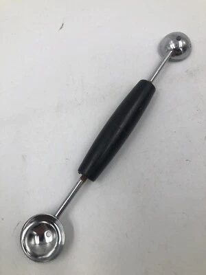 Bailarina de melón vintage EKCO EE. UU. mango negro doble cabeza 3/4" 1 1/4" cucharada de bola Foto 1 de 4