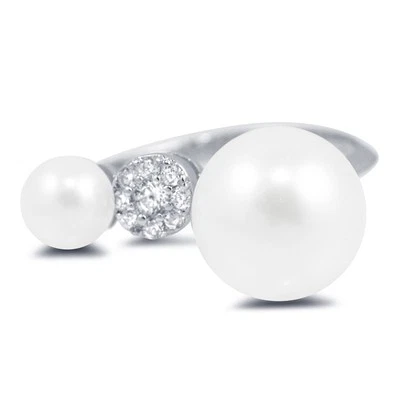 Pascollato Jewelry Open Freshwater Pearl And Cz Sterling Silver Round Cubic Zirc - Image 1 of 3