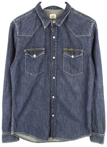 LEE Western Shirt Men's MEDIUM Denim Snap Button Spread Collar Blue - Picture 1 of 7