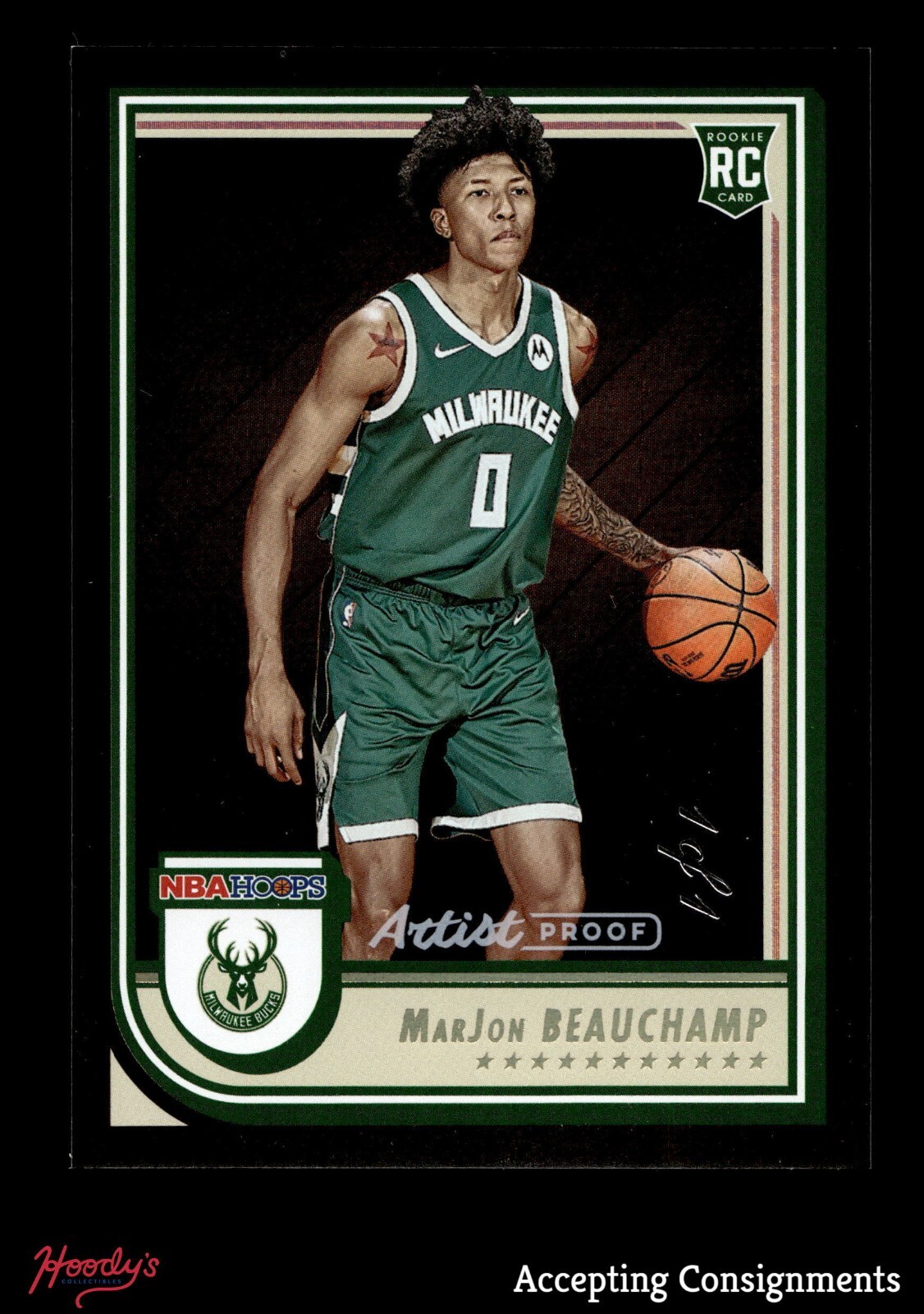 2022-23 Hoops Artist Proof Black #254 MarJon Beauchamp ROOKIE RC 1/1 BUCKS
