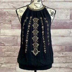 Joie Zeldah "Caviar Antique Bronze" Perlen hochgeschlossen ärmellose Bluse neu mit Etikett - XS - Bild 1 von 12