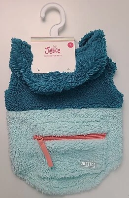 Justice Pet Polyester Sherpa Snowflake Dog Hoodie Zipper Pocket,Turquoise,Small - Image 1 of 3
