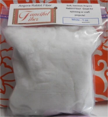French Angora Rabbit Wool, White, Super Soft Raw Wool, 1 oz (Awesome!) - Image 1 of 2