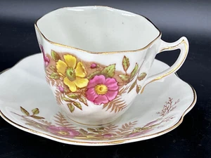 tea cup saucer Antique Rosina 4999  English Bone China Floral Flowers  gold rim - Picture 1 of 9