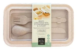 Tragbare Brotdose mikrowellengeeignet Lebensmittelbehälter Bento Box mit Löffel Essstäbchen - Bild 1 von 3