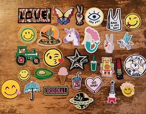 Patches Lot of 30 Total Iron-On New Patch Fashion Embroidered Never Used - Picture 1 of 11