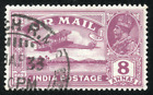 India 1929 Airmail stamp Scott C5, SG 224, Used, KGV and airplane