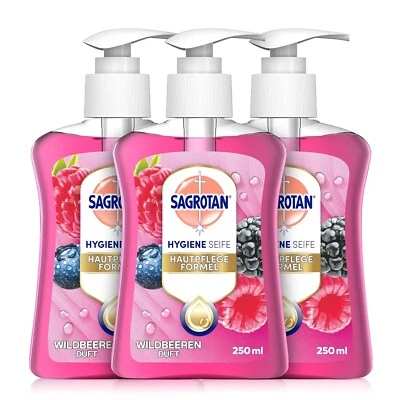 Sagrotan Handseife Brombeere und Waldfrüchte Pflege Duft Flüssigseife 3x250 ml - Bild 1 von 4