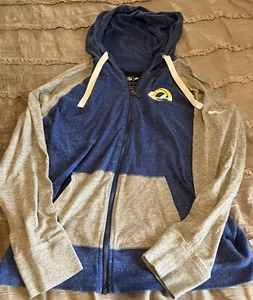 LOS ANGELES RAMS Football NIKE Hoodie XL Sweatshirt NFL Blue Gray FREE SHIPPING - Picture 1 of 3